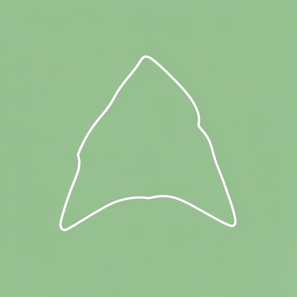 A simple flat line-art drawing of a stingray shape formed from thin connected outlines, rendered in soft white on a green background